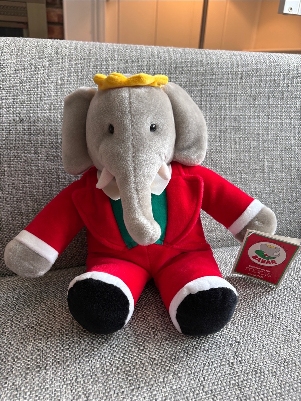 NWT Vintage Gund Macy's Gund Babar the Elephant Plush 14” Holiday Stuffed Animal